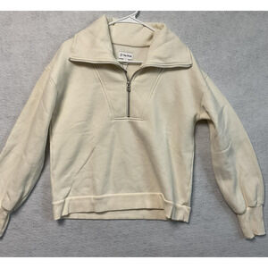 The Drop Sweatshirt Womens Small White Halen Half Zip Pullover Collared Fleece